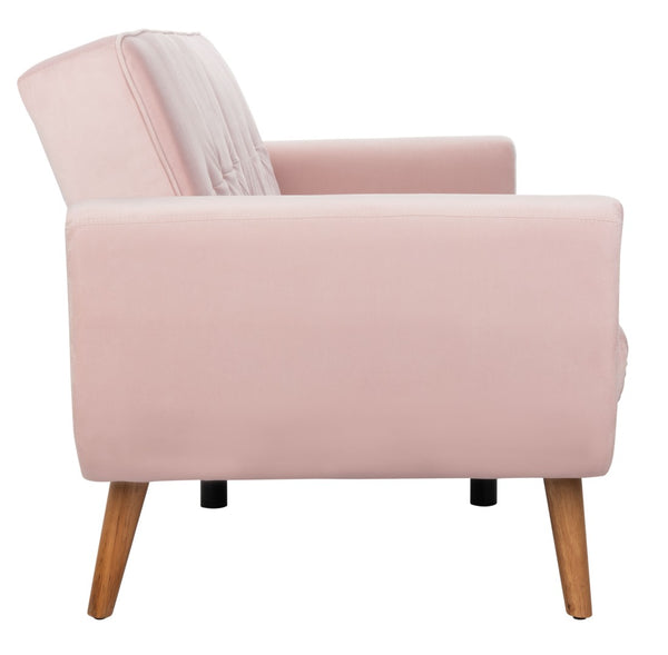 Safavieh Bushwick Versatile Foldable Futon Bed With Mid-Century Charm For Stylish Living Spaces And Guests Blush / Natural LVS2006D