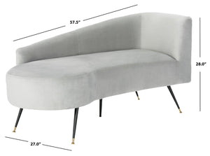 Safavieh Evangeline Elegant Parisian Settee In Plush Velvet With Chic Gold-Capped Metal Legs For Modern Interiors Grey / Black LVS6300B