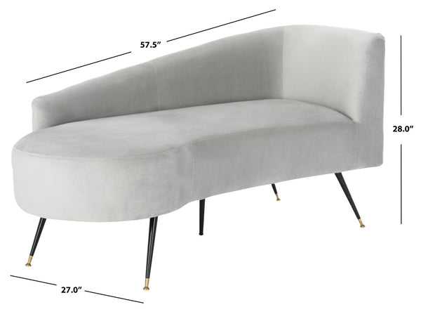 Safavieh Evangeline Elegant Parisian Settee In Plush Velvet With Chic Gold-Capped Metal Legs For Modern Interiors Grey / Black LVS6300B