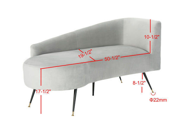 Safavieh Evangeline Elegant Parisian Settee In Plush Velvet With Chic Gold-Capped Metal Legs For Modern Interiors Grey / Black LVS6300B