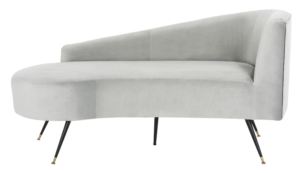 Safavieh Evangeline Elegant Parisian Settee In Plush Velvet With Chic Gold-Capped Metal Legs For Modern Interiors Grey / Black LVS6300B