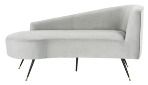 Safavieh Evangeline Elegant Parisian Settee In Plush Velvet With Chic Gold-Capped Metal Legs For Modern Interiors Grey / Black LVS6300B