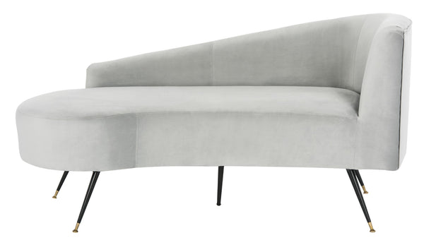 Safavieh Evangeline Elegant Parisian Settee In Plush Velvet With Chic Gold-Capped Metal Legs For Modern Interiors Grey / Black LVS6300B