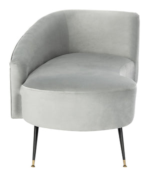 Safavieh Evangeline Elegant Parisian Settee In Plush Velvet With Chic Gold-Capped Metal Legs For Modern Interiors Grey / Black LVS6300B