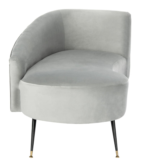 Safavieh Evangeline Elegant Parisian Settee In Plush Velvet With Chic Gold-Capped Metal Legs For Modern Interiors Grey / Black LVS6300B