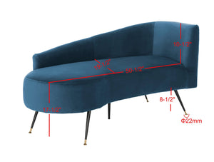 Safavieh Evangeline Elegant Parisian Settee In Plush Velvet With Chic Gold-Capped Metal Legs For Modern Interiors Navy / Black LVS6300C