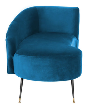 Safavieh Evangeline Elegant Parisian Settee In Plush Velvet With Chic Gold-Capped Metal Legs For Modern Interiors Navy / Black LVS6300C