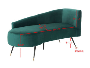 Safavieh Evangeline Elegant Parisian Settee In Plush Velvet With Chic Gold-Capped Metal Legs For Modern Interiors Emerald / Black LVS6300D