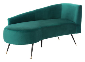 Safavieh Evangeline Elegant Parisian Settee In Plush Velvet With Chic Gold-Capped Metal Legs For Modern Interiors Emerald / Black LVS6300D