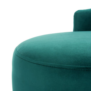 Safavieh Evangeline Elegant Parisian Settee In Plush Velvet With Chic Gold-Capped Metal Legs For Modern Interiors Emerald / Black LVS6300D