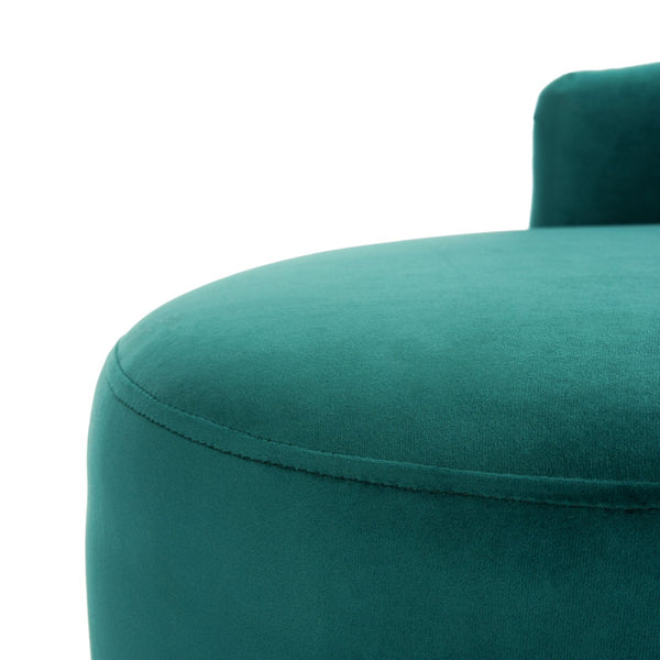 Safavieh Evangeline Elegant Parisian Settee In Plush Velvet With Chic Gold-Capped Metal Legs For Modern Interiors Emerald / Black LVS6300D