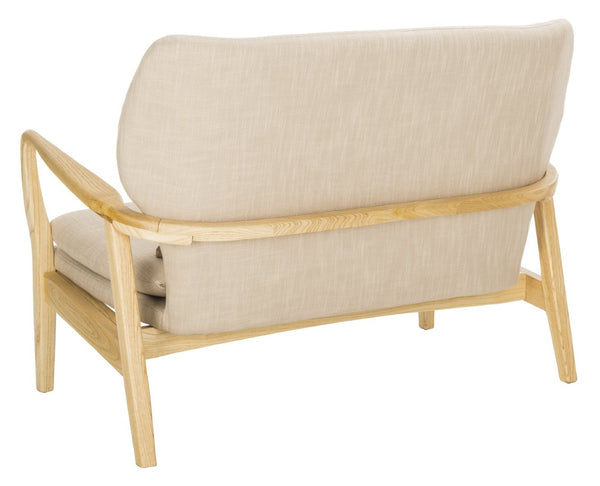 Safavieh Ellaria Loveseat – Scandinavian Minimalism With Natural Elm Wood & Elegant Tufted Upholstery Beige/Natural LVS9500A