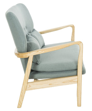 Safavieh Ellaria Loveseat – Scandinavian Minimalism With Natural Elm Wood & Elegant Tufted Upholstery Blue/Natural LVS9500B