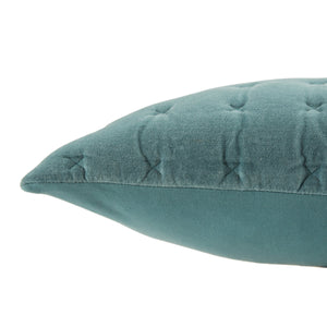 Jaipur Living Jaipur Living Winchester Quilted Velvet Cotton Lumbar Pillow for Sofa or Bed Styling Blue 16"X24" Lumbar Down PLW103561