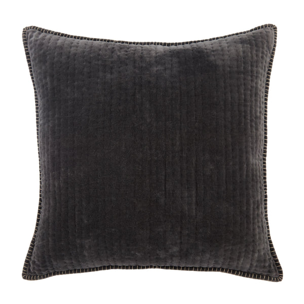 Jaipur Living Jaipur Living Beaufort Quilted Cotton Velvet Throw Pillow with Flange Border Charcoal Poly Fill PLW103519