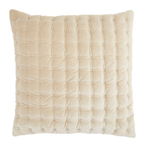 Jaipur Living Jaipur Living Winchester Quilted Velvet Cotton Lumbar Pillow for Sofa or Bed Styling Beige/White 26" Square Down PLW103464