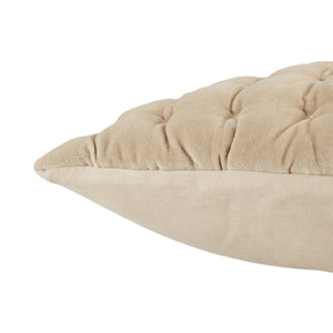 Jaipur Living Jaipur Living Winchester Quilted Velvet Cotton Lumbar Pillow for Sofa or Bed Styling Beige/White 26" Square Down PLW103464