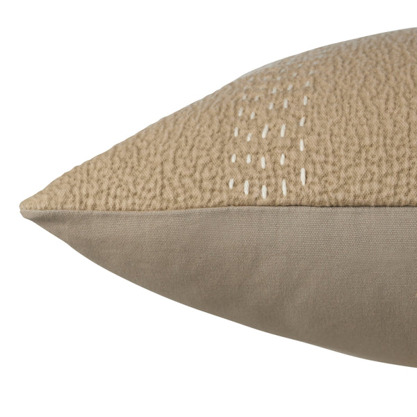 Jaipur Living Jaipur Living Trenton Cotton Embroidered Square Pillow Cover for Farmhouse Neutral Interiors Taupe PLC102308