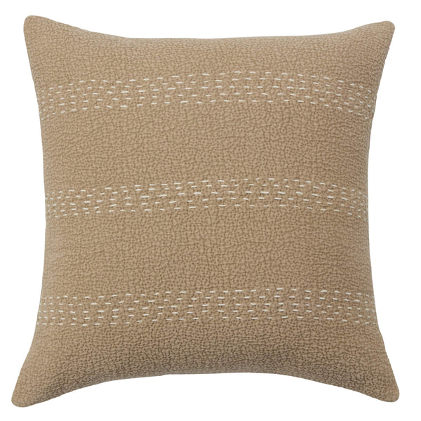 Jaipur Living Jaipur Living Trenton Cotton Embroidered Square Pillow Cover for Farmhouse Neutral Interiors Taupe PLC102308