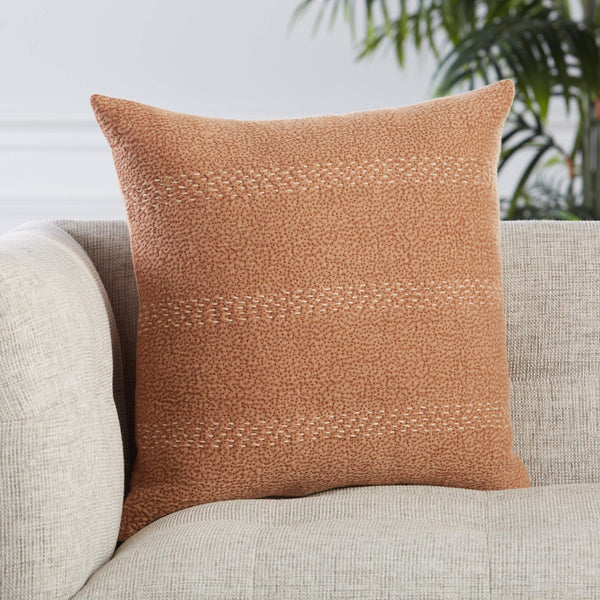 Jaipur Living Jaipur Living Trenton Cotton Embroidered Square Pillow Cover for Farmhouse Neutral Interiors Terracotta PLC102307