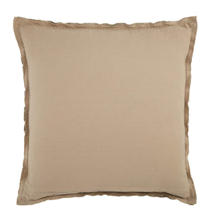 Jaipur Living Jaipur Living Warrenton Cotton Textured Square Pillow with Flanged Embroidered Border Taupe Down PLW103462