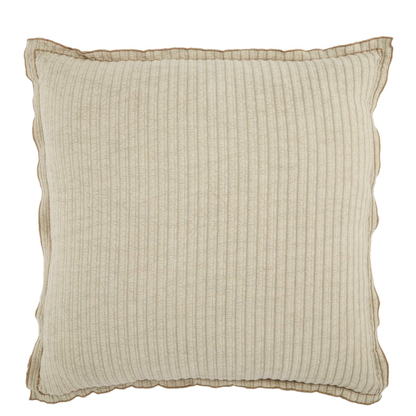 Jaipur Living Jaipur Living Cotton Stripe Pillow Cover Flanged Border Embroidery Neutral Beige PLC102310
