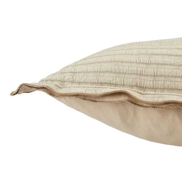 Jaipur Living Jaipur Living Cotton Stripe Pillow Cover Flanged Border Embroidery Neutral Beige PLC102310