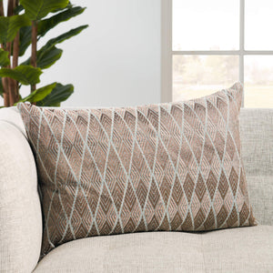 Jaipur Living Jaipur Living Milton Metallic Embroidered Geometric Lumbar Pillow Cotton Viscose Accent Bronze / Gray Down PLW103776