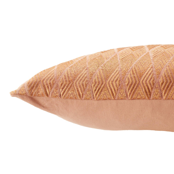Jaipur Living Jaipur Living Milton Metallic Embroidered Geometric Lumbar Pillow Cotton Viscose Accent Rose / Terracotta Down PLW103777