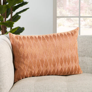 Jaipur Living Jaipur Living Milton Metallic Embroidered Geometric Lumbar Pillow Cotton Viscose Accent Rose / Terracotta Down PLW103777