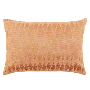 Jaipur Living Jaipur Living Milton Metallic Embroidered Geometric Lumbar Pillow Cotton Viscose Accent Rose / Terracotta Down PLW103777