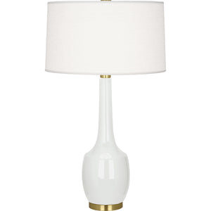 Robert Abbey Lily Delilah Table Lamp Lily Glazed Ceramic Oyster Linen Shade With Self-Fabric Top And Bottom Diffuser