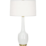 Robert Abbey Lily Delilah Table Lamp Lily Glazed Ceramic Oyster Linen Shade With Self-Fabric Top And Bottom Diffuser