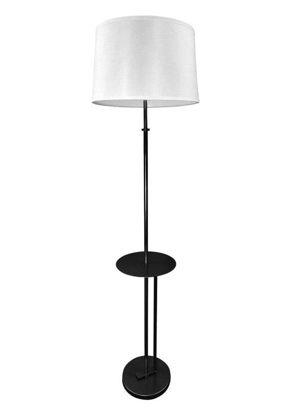 House of Troy Lyndon Matte Metal Floor Lamp with Built-In Side Table for Industrial Modern Spaces Black LY702-BLK
