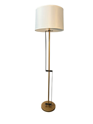 House of Troy Lyndon Matte Metal Floor Lamp with Bent Stem Accents for Industrial Living Rooms Heritage Gold/Black LY704-HGBLK