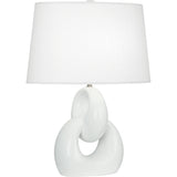 Robert Abbey Lily Fusion Table Lamp Lily Glazed Ceramic with Polished Nickel Accents Oval Oyster Linen Shade