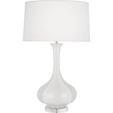 Robert Abbey Lily Pike Table Lamp Lily Glazed Ceramic with Lucite Base Pearl Dupoini Fabric Shade