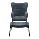 Velvet Accent Chair with Stool