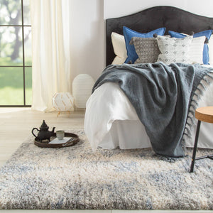 Jaipur Living Jaipur Living Harmony Plush Shag Runner Rug Abstract Gray Blue Polypropylene Hallway RUG143209