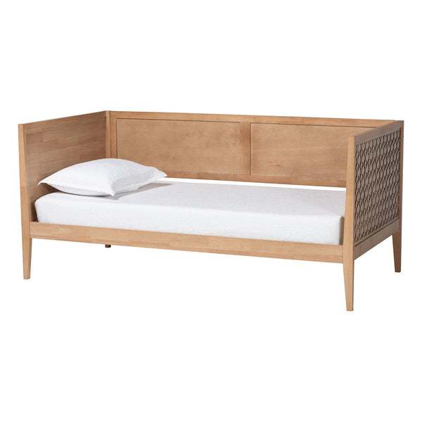 Baxton Studio Lara Rubberwood Twin Daybed Geometric Laser Cut Platform for Kids Room