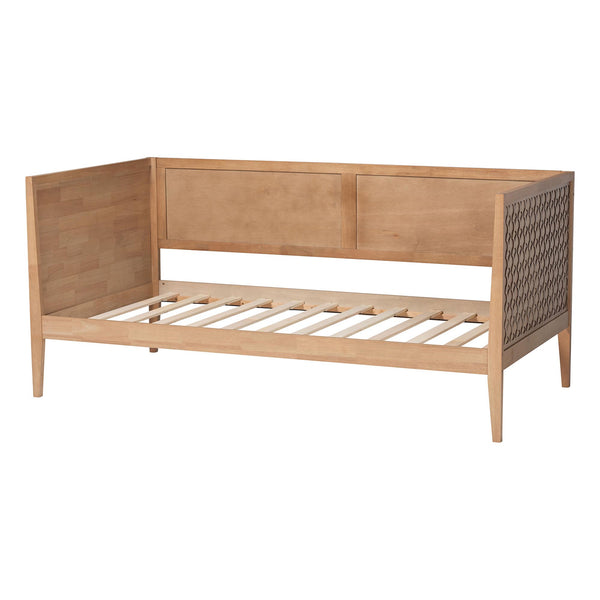 Baxton Studio Lara Rubberwood Twin Daybed Geometric Laser Cut Platform for Kids Room