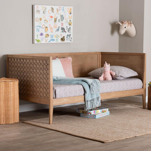 Baxton Studio Lara Rubberwood Twin Daybed Geometric Laser Cut Platform for Kids Room