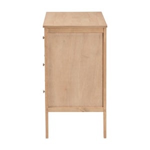 Baxton Studio Lara Six Drawer Rubberwood Dresser with Geometric Laser Cut Overlay Detail