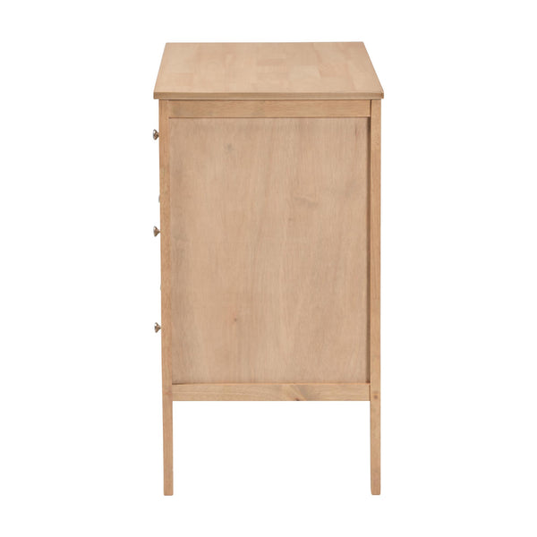 Baxton Studio Lara Six Drawer Rubberwood Dresser with Geometric Laser Cut Overlay Detail