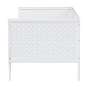 Baxton Studio Lara Rubberwood Twin Daybed Geometric Laser Cut Platform for Kids Room