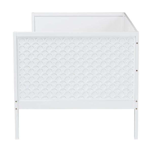 Baxton Studio Lara Rubberwood Twin Daybed Geometric Laser Cut Platform for Kids Room