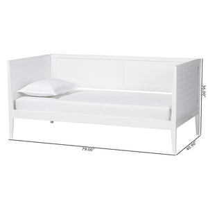 Baxton Studio Lara Rubberwood Twin Daybed Geometric Laser Cut Platform for Kids Room
