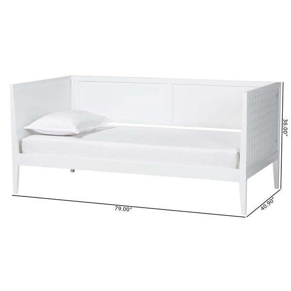 Baxton Studio Lara Rubberwood Twin Daybed Geometric Laser Cut Platform for Kids Room