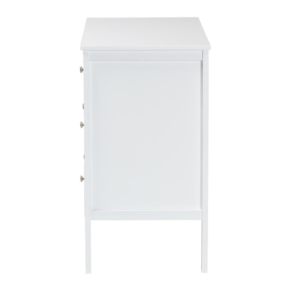 Baxton Studio Lara Six Drawer Rubberwood Dresser with Geometric Laser Cut Overlay Detail
