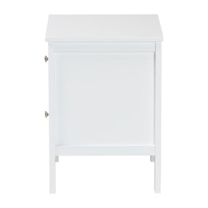 Baxton Studio Lara Rubberwood Nightstand Geometric Laser Cut Two Drawer Modern Bedside Table